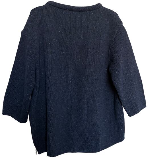 Aritzia Wilfred Italian Yarn Wool Blend Sweater NavyZip Back Med Dark Academia - Picture 8 of 9
